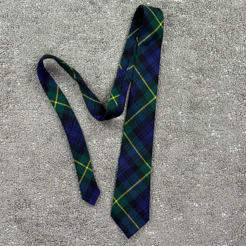 Vintage Scotland House Gordon Tartan Wool Tie Made in Scotland Mens Plaid 90s